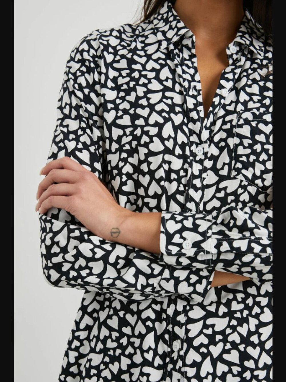 Rails Kathryn Button Down Long Sleeve Shirt in Ivory Amore Retail Price $178.00